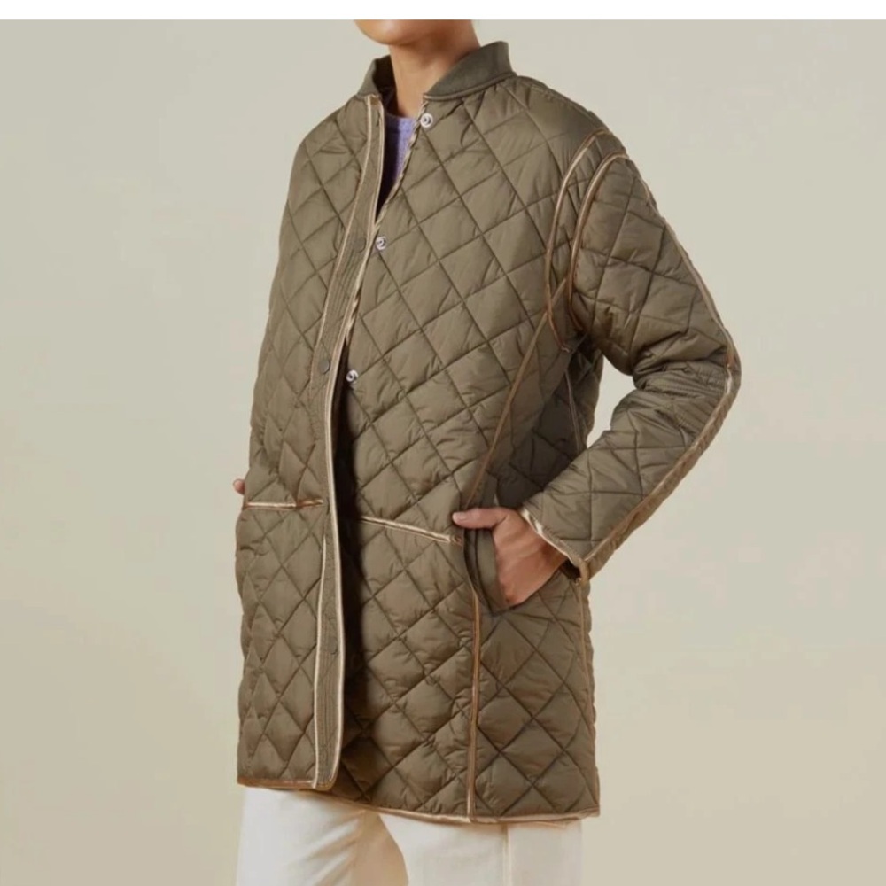 Monrow Quilted Bomber Jacket Green Size XS